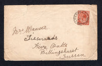 SOUTH AFRICA - 1921 - CANCELLATION: Cover franked with 1913 1½d chestnut GV Head issue (SG 5) tied by ARGENT RAIL cds. Addressed to UK.  (SAF/22473)