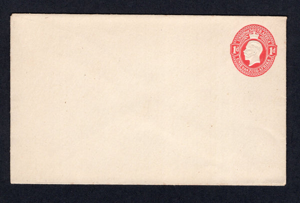 SOUTH AFRICA - 1913 - POSTAL STATIONERY: 1d red on cream GV postal stationery envelope (H&G B1a with curved flap) fine unused.  (SAF/2268)
