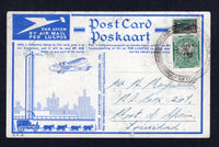 SOUTH AFRICA - 1936 - AIRMAIL & DESTINATION: Promotional South African Airways PPC franked with single 1936 ½d grey & green JIPEX overprint issue tied by JOHANNESBURG EXHIBITION cancel paying the promotional airmail rate to ANYWHERE in the world (allowed for the duration of the exhibition only). Addressed to TRINIDAD with arrival cds on reverse.  (SAF/691)