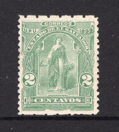 SALVADOR - 1899 - VARIETY: 2c pale green 'Ceres' issue PERF 6 x 12 without 'Wheel' opt, an fine mint copy. Uncommon. (SG 319 variety)  (SAL/23358)