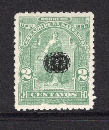 SALVADOR - 1899 - VARIETY: 2c pale green 'Ceres' issue, a fine mint copy with variety 'Wheel' OVERPRINT DOUBLE. (SG 319a)  (SAL/25665)