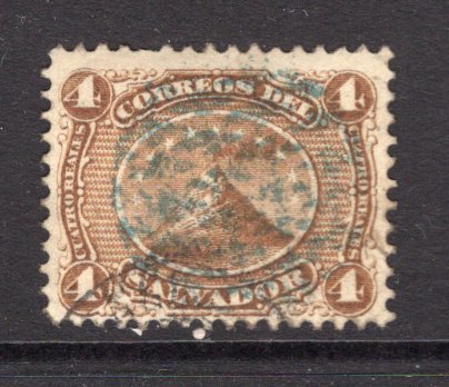 SALVADOR - 1867 - CLASSIC ISSUES: 4r bistre 'San Miguel Volcano' issue, a fine used copy with blue cancel. (SG 4)  (SAL/25675)