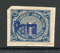 SALVADOR - 1879 - CANCELLATION: 5c indigo 'Volcano' issue, later impression, a fine used copy on small piece with superb strike of 'PARA' ship marking in purple, this was the RMS Para which launched in 1875. Very scarce. (SG 16)  (SAL/30881)