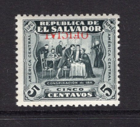 SALVADOR - 1925 - VARIETY: 5c grey black with variety 'OFICIAL' OVERPRINT INVERTED, a fine mint copy. (SG O764a)  (SAL/33203)