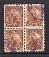 SALVADOR - 1894 - SEEBECKS: 1c brown 'Liberty' SEEBECK issue a fine cds used block of four. (SG 81)  (SAL/3801)