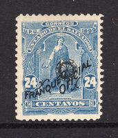 SALVADOR - 1899 - CERES ISSUE: 24c pale blue 'Ceres' issue with 'Franqueo Oficial' overprint in blue and WHEEL overprint in black, a fine mint copy. Rare & underrated. (SG O336)  (SAL/3808)