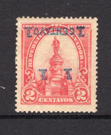 SALVADOR - 1905 - VARIETY: 1c on 2c carmine 'Columbus Monument' issue a fine mint copy with variety OVERPRINT INVERTED. (SG 523 variety)  (SAL/3810)