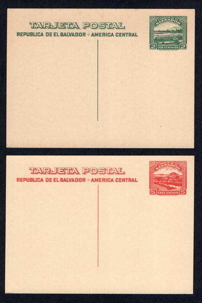 SALVADOR - 1942 - POSTAL STATIONERY: 2c dark green on cream and 5c scarlet on cream 'Pictorial' postal stationery cards (H&G 114/115) the set of two fine unused.  (SAL/40928)