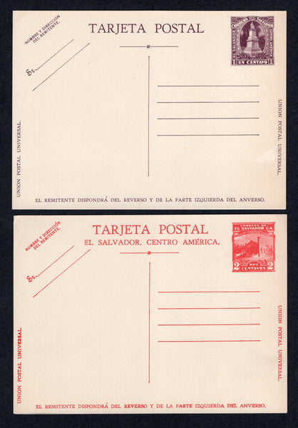 SALVADOR - 1930 - POSTAL STATIONERY: 1c dull violet on cream and 2c scarlet on cream postal stationery cards (H&G 112/113), the pair fine unused.  (SAL/41411)