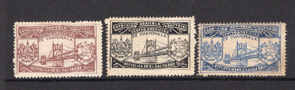SALVADOR - 1940 - CINDERELLA: Circa 1940. Set of three 'Railway Bridge' labels for the 'Exposicion Agricola Industria Centro America de Guatemala' nicely engraved in brown, black & ultramarine mint with gum.  (SAL/982)