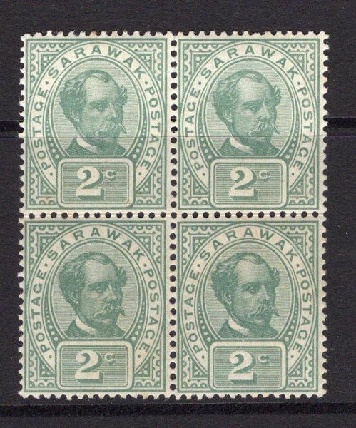 SARAWAK - 1899 - MULTIPLE: 2c green 'Sir Charles Brooke' issue, without watermark, a fine mint block of four. (SG 37)  (SAR/15752)