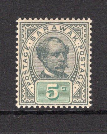 SARAWAK - 1899 - UNISSUED: 5c olive grey and green 'Charles Brooke' type PREPARED FOR USE BUT UNISSUED. A fine unmounted mint copy. (SG 48)  (SAR/17355)