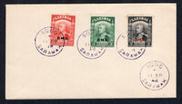 SARAWAK - 1952 - CANCELLATION: Unaddressed cover franked with 1945 2c black, 3c green and 10c scarlet 'B.M.A.' overprint issue (SG 127/128 & 133) tied by multiple strike of SONG SARAWAK cds in deep purple dated 11 SEP 1948. A scarce marking.  (SAR/32076)