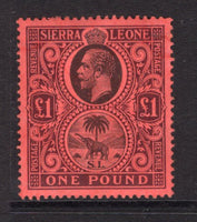 SIERRA LEONE - 1912 - GV ISSUE: £1 black & purple on red GV issue, a fine mint copy. (SG 128)  (SIE/15832)