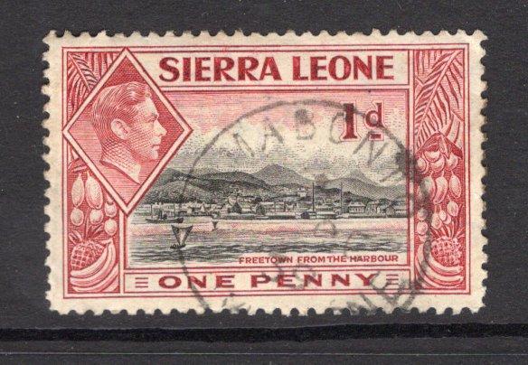 SIERRA LEONE - 1938 - CANCELLATION: 1d black & lake GVI issue used with good strike of MABONTO cds dated SEP 1939. Very early use. (SG 189)  (SIE/15845)