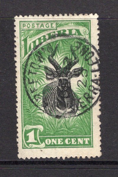 SIERRA LEONE - 1925 - LIBERIA USED IN SIERRA LEONE: 1c black & deep green 'Antelope' issue of Liberia used with fine central strikes of FREETOWN SIERRA LEONE cds dated OCT 1925. (SG 349)  (SIE/40086)
