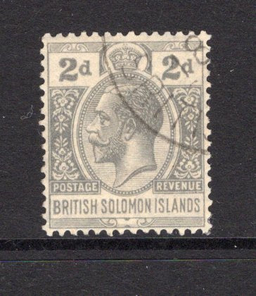 SOLOMON ISLANDS - 1922 - VARIETY: 2d slate grey GV issue with variety FLAT TOP TO '2d' fine cds used. Rare. (SG 43 variety)  (SOL/1975)