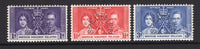 SOLOMON ISLANDS - 1937 - SPECIMENS: GVI 'Coronation' issue the set of three perforated SPECIMEN. (SG 57/59s)  (SOL/1995)