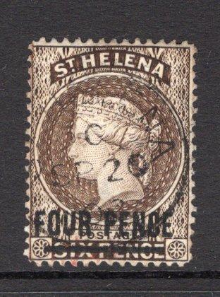 SAINT HELENA - 1884 - CLASSIC ISSUES: 4d on 6d pale brown QV issue, watermark 'Crown CA', a fine cds used copy. (SG 43)  (STH/15613)