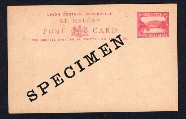 SAINT HELENA - 1896 - POSTAL STATIONERY: 1d red postal stationery card (H&G 1) with large 'SPECIMEN' overprint in black.  (STH/22193)