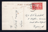 SAINT HELENA - 1941 - POSTCARD: Sepia PPC 'Gardens, Upper Jamestown, St. Helena' franked on message side with 1938 1½d scarlet GVI issue (SG 133) tied by fine St. HELENA cds dated DEC 23 1941. Addressed to UK.  (STH/22199)