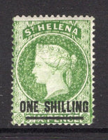 SAINT HELENA - 1864 - CLASSIC ISSUES: 1/- on 6d yellow green QV issue perf 14 a fine mint copy. (SG 30)  (STH/2261)