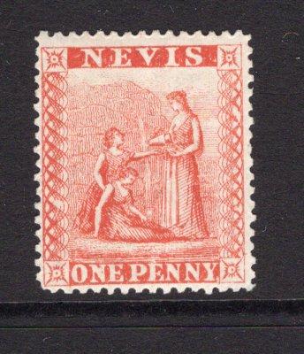 SAINT KITTS & NEVIS - NEVIS - 1876 - CLASSIC ISSUES: 1d vermilion red 'Litho' issue perf 15, a fine mint copy. (SG 17)  (STK/15632)