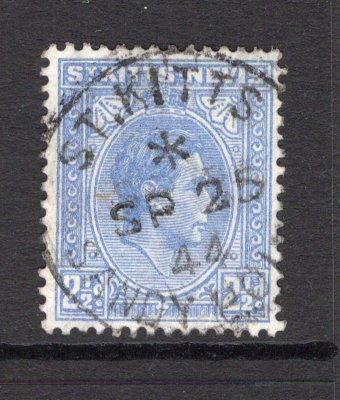 SAINT KITTS & NEVIS - 1944 - CANCELLATION: 2½d ultramarine GVI issue superb used with central ST KITTS SANDY POINT cds dated SP 25 1944. Scarce. (SG 72)  (STK/2263)