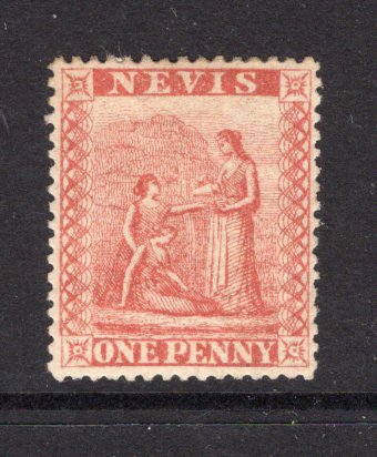 SAINT KITTS & NEVIS - 1867 - NEVIS - CLASSIC ISSUES: 1d pale red on white paper, perf 15, a very fine mint copy with full O.G. (SG 9)  (STK/25985)