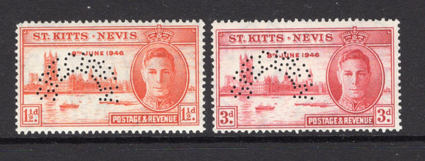 SAINT KITTS & NEVIS - 1946 - SPECIMENS: GVI 'Victory' issue the pair PERFORATED 'SPECIMEN. (SG 78s/79s)  (STK/25999)