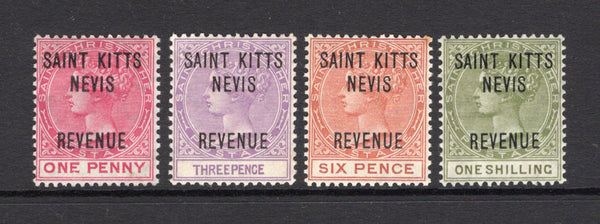 SAINT KITTS & NEVIS - SAINT CHRISTOPHER - 1885 - POSTAL FISCALS: QV issue with 'SAINT KITTS NEVIS REVENUE' overprint, the set of four fine mint. (SG R3/R6)  (STK/26000)
