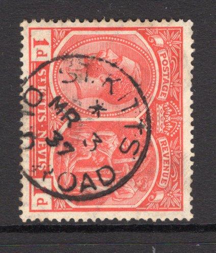 SAINT KITTS & NEVIS - 1938 - CANCELLATION: 1d rose carmine GV issue used with fine complete strike of ST KITTS OLD ROAD cds dated MAR 3 1937. (SG 38)  (STK/32707)