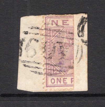 SAINT KITTS & NEVIS - NEVIS - 1883 - PROVISIONAL ISSUE: 'NEVIS ½d' on vertically BISECTED 1d lilac mauve QV issue with overprint in violet. A fine used copy tied on small piece by barred numeral 'A09' cancel of CHARLESTOWN. (SG 35)  (STK/33001)