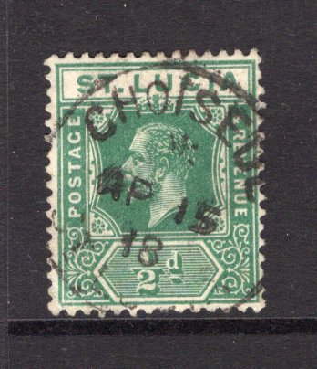 SAINT LUCIA - 1912 - CANCELLATION: ½d deep green GV issue used with fine complete strike of CHOISEUL cds dated AP 15 1918. (SG 78)  (STL/23975)