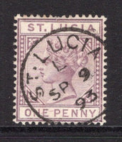 SAINT LUCIA - 1891 - CANCELLATION: 1d dull mauve QV issue used with fine complete strike of ST LUCIA 'L' cds of LABORIE dated SEP 9 1893. (SG 44)  (STL/26001)