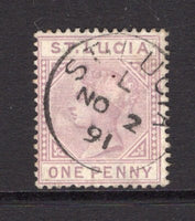 SAINT LUCIA - 1886 - CANCELLATION: 1d dull mauve QV issue used with superb strike of ST. LUCIA 'L' cds of LABORIE dated NOV 2 1891. (SG 39)  (STL/32776)