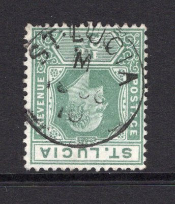 SAINT LUCIA - 1904 - CANCELLATION: ½d green EVII issue superb used with ST. LUCIA 'M' cds of MICOUD dated 18 OCT 1910. (SG 65)  (STL/32778)
