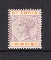 SAINT LUCIA - 1891 - QV ISSUES: 5/- dull mauve & orange QV issue, Die 2, a fine mint copy. (SG 51)  (STL/33002)