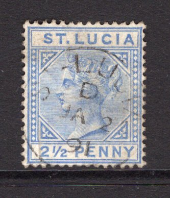 SAINT LUCIA - 1882 - CANCELLATION: 2½d ultramarine QV issue, Die 1 used with fine strike of ST LUCIA 'D' cds of DENNERY dated JAN 2 1891. (SG 33)  (STL/40513)