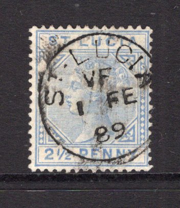 SAINT LUCIA - 1882 - CANCELLATION: 2½d ultramarine QV issue, Die 1 used with fine complete strike of ST LUCIA 'VF' cds of VIEUX-FORT dated 1 FE 1889. (SG 33)  (STL/40519)