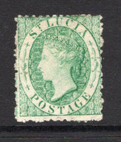 SAINT LUCIA - 1863 - CLASSIC ISSUES: 6d emerald green QV issue, watermark 'Crown CC', perf 12½, a fine mint copy with full original gum. Lovely colour. (SG 8)  (STL/4365)