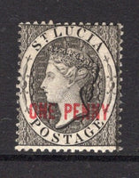 SAINT LUCIA - 1882 - CLASSIC ISSUES: 1d black QV overprint issue, watermark 'Crown CA', perf 14, a fine mint copy with full original gum. (SG 26)  (STL/4367)