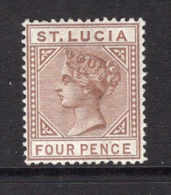 SAINT LUCIA - 1883 - QV ISSUES: 4d brown QV issue, Die 1, a fine mint copy. (SG 34)  (STL/4370)