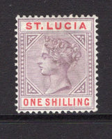 SAINT LUCIA - 1886 - QV ISSUES: 1/- dull mauve & red QV issue, Die 1, a fine mint copy. (SG 42)  (STL/4372)