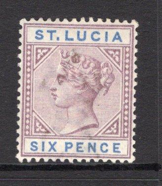 SAINT LUCIA - 1891 - QV ISSUES: 6d dull mauve & blue QV issue, Die 2, a fine mint copy. (SG 49)  (STL/4373)