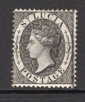 SAINT LUCIA - 1864 - CLASSIC ISSUES: 1d black QV issue, watermark 'Crown CC', perf 14, a fine mint copy with full O.G. (SG 15)  (STL/6547)