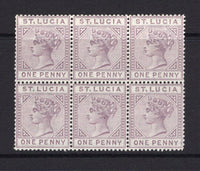 SAINT LUCIA - 1891 - MULTIPLE: 1d dull mauve QV issue, Die 2, a fine mint block of six. (SG 44)  (STL/6552)