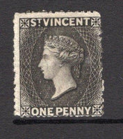 SAINT VINCENT - 1871 - CLASSIC ISSUES: 1d black QV issue, watermark 'Small Star', rough perf 14 - 16, a fine mint copy with full gum. Expertised 'A Brun' on reverse. (SG 15)  (STV/26002)