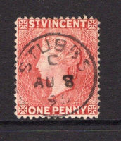 SAINT VINCENT - 1885 - CANCELLATION: 1d carmine red QV issue used with fine central strike of STUBBS cds dated AUG 8 1895 with '8' added in manuscript. (SG 48c)  (STV/28917)