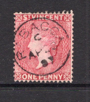 SAINT VINCENT - 1885 - CANCELLATION: 1d rose red QV issue used with good central strike of RABACCA cds dated AP 23 1887. Scarce. (SG 48)  (STV/41336)